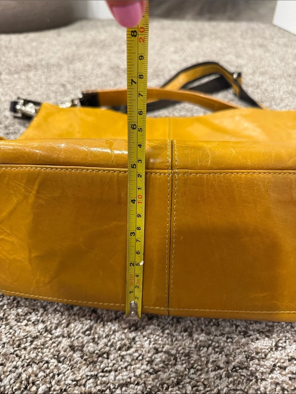 Nino Bossi Mustard Yellow Leather Convertible Shoulder Crossbody Bag 2 Straps
